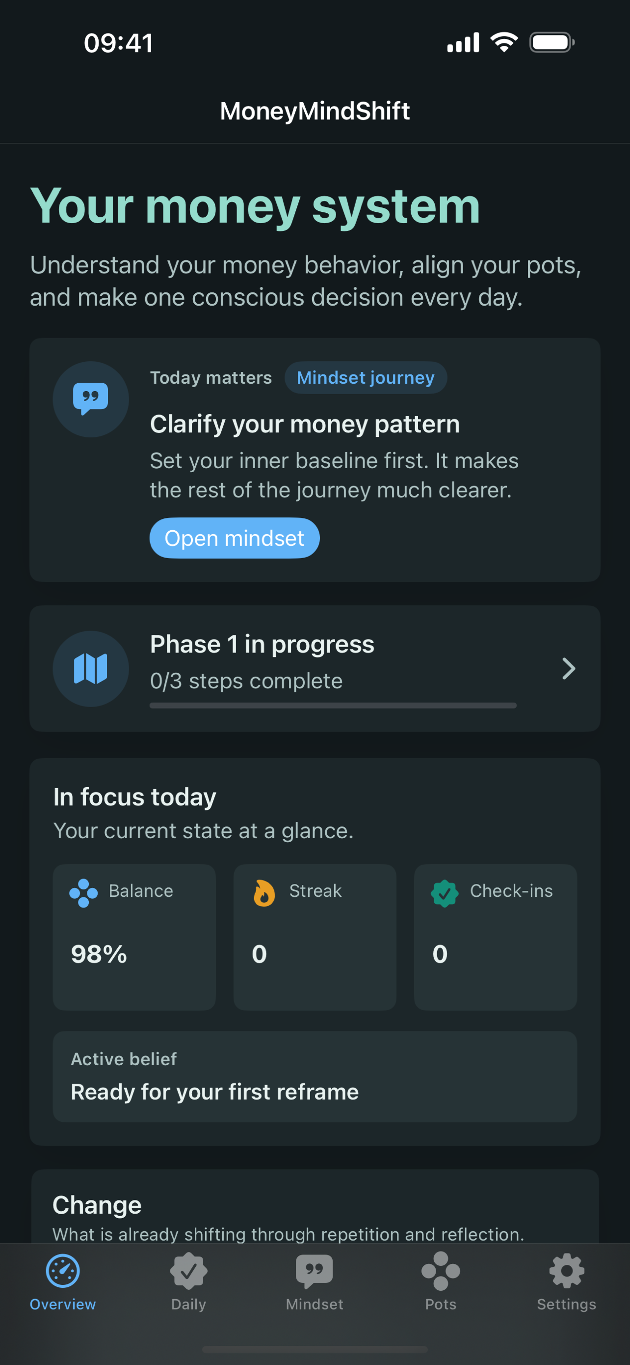 MoneyMindShift overview